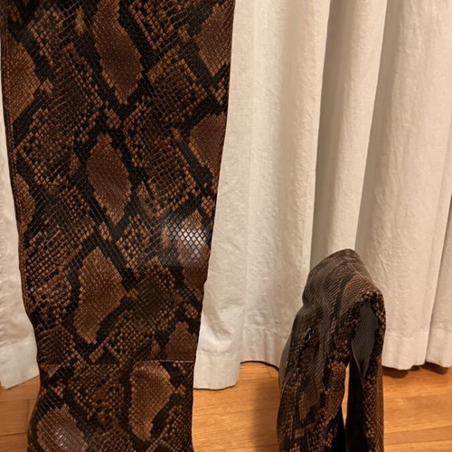 Zara animal print boots like new with stable thick heel, size 39, brown