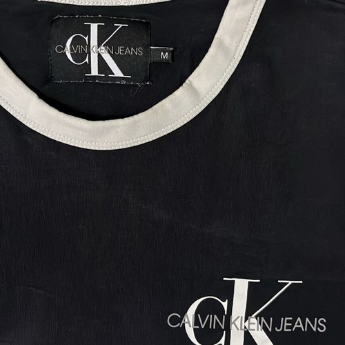 Calvin Klein Jeans Ringer T-Shirt navy and white, size M, like new