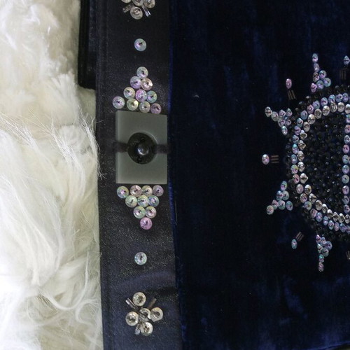 Handmade velvet handbag with embroidery 37x46 cm, new