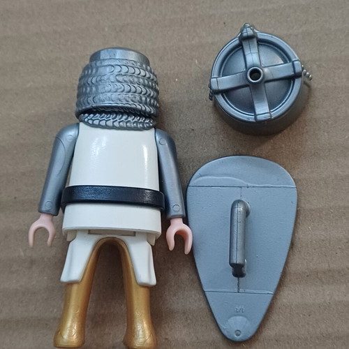 Playmobil Vintage Red Crusader Figure used with Shield and Helmet
