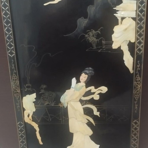 Chinese handmade frames used, set of 8 large mother-of-pearl