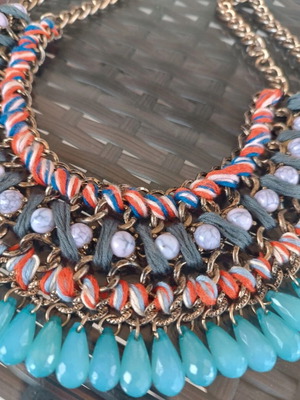 Vintage handmade necklace like new, colorful boho statement piece