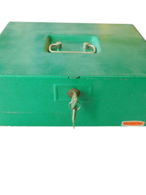 Κουτί ταμείου πράσινο μεγάλο με κλειδαριά και συρτάρι 30x24x11cm καινούργιο