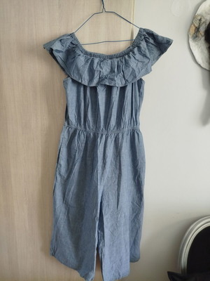 Vero Moda jumpsuit size large with off-shoulder 3/4 sleeves, like new, blue