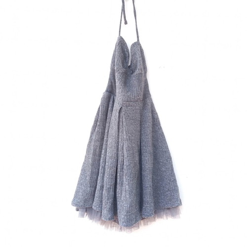 Stradivarius knitted backless dress used, gray, size M