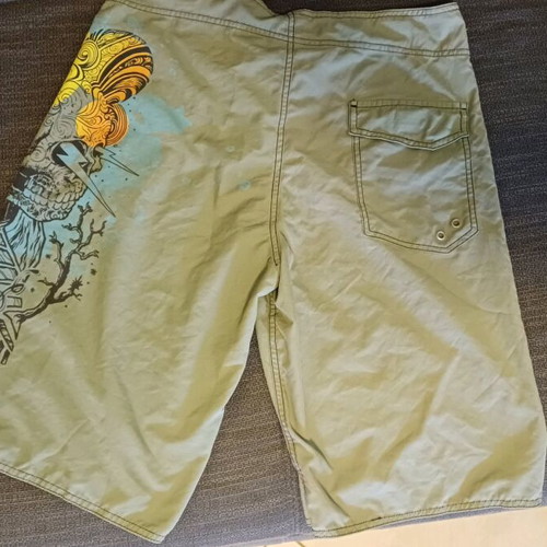 Admiral swim shorts like new, olive with skull design, size L