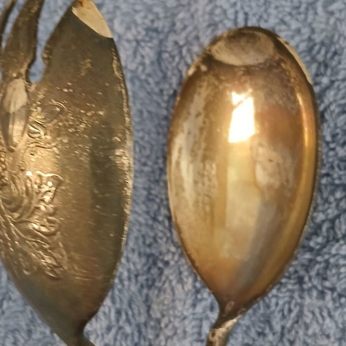 Vintage Leonard Italian Silver-Plated Salad Serving Tongs used