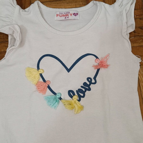 Funky set denim shorts and t-shirt used, 4 years old