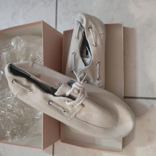 Nautical Style Canvas Shoes new, 100% organic cotton, size 44, white