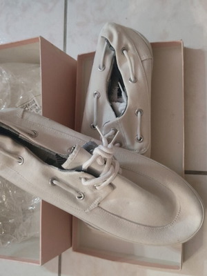 Nautical Style Canvas Shoes new, 100% organic cotton, size 44, white