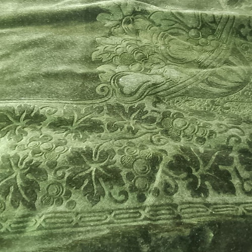 Velour vintage tablecloth used with some openings
