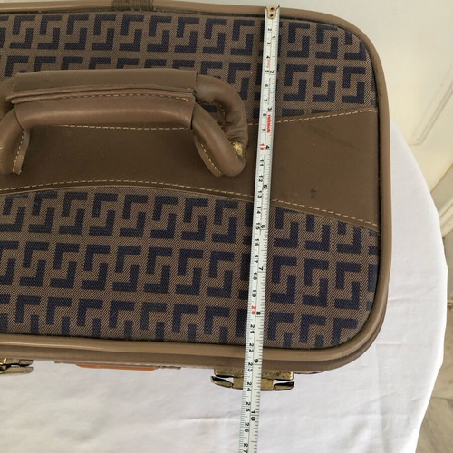 Vintage Europa vanity case used, blue and brown