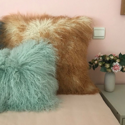 Furry sofa pillowcase new 50x50cm, 100% leather