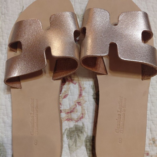 Handmade leather sandals rose gold size 38 like new