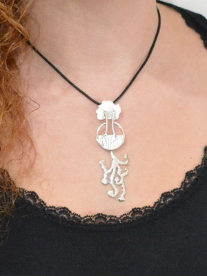 Handmade tree motif necklace in 950 silver reticulation technique new