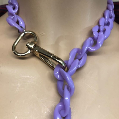 Lilac Acrylic Chain Lariat Choker with Adjustable Gold-Tone Trigger Clasp