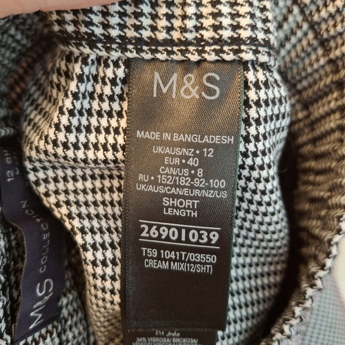 Marks & Spencer pants straight fit like new, black and white