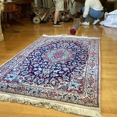 Nain rug used, silk and wool on cotton, Persian 2.06x1.16