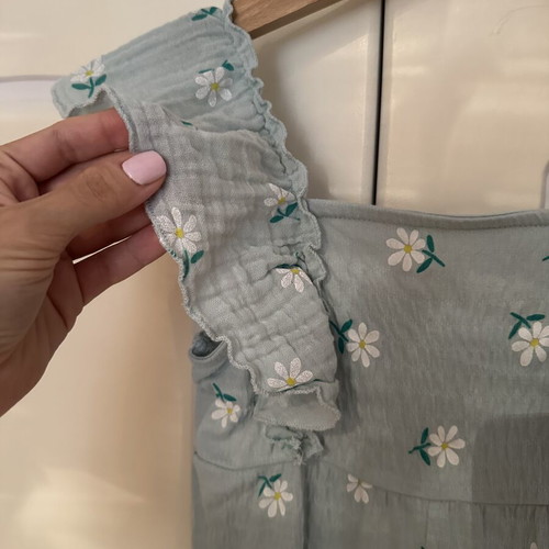 Zara jumpsuit with floral print, turquoise, size 104 cm