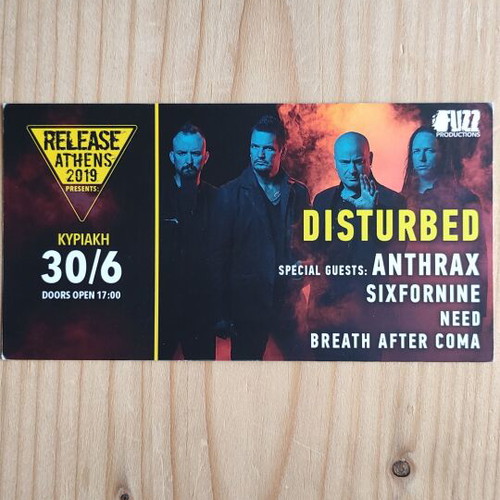 Disturbed Anthrax Concert Ticket like new 30-6-2019