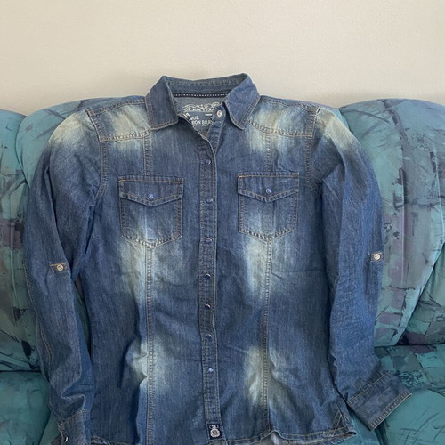 Denim shirt size S like new, blue