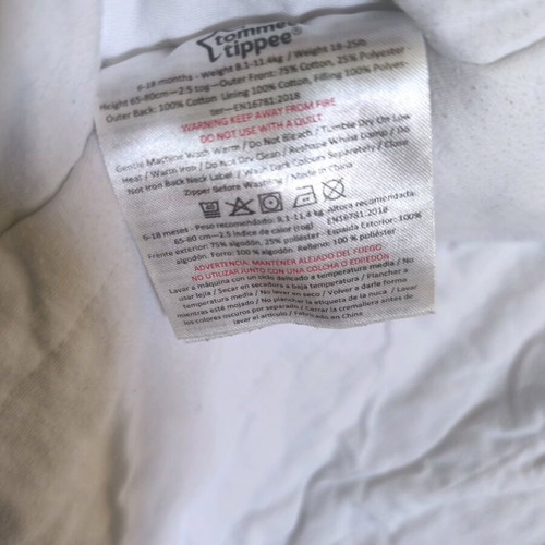 Tommee Tippee 2.5 TOG Winter Sleeping Bag for 6-18 Months like new
