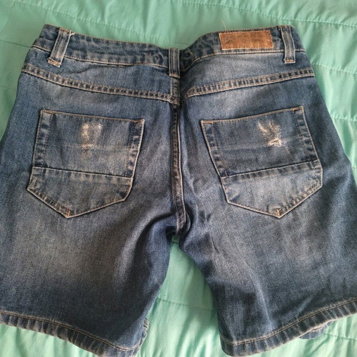 Bsb denim shorts used with rips, size S, blue