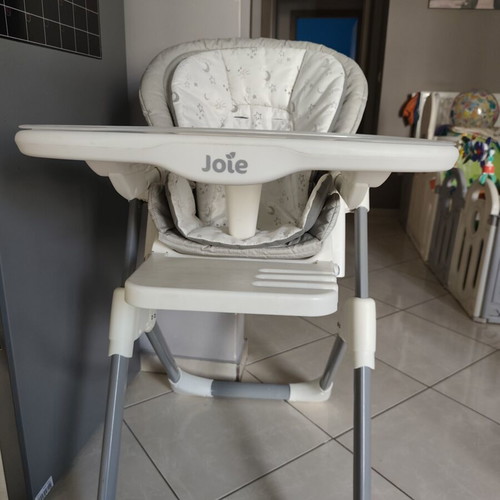 Joie baby high chair, white and grey