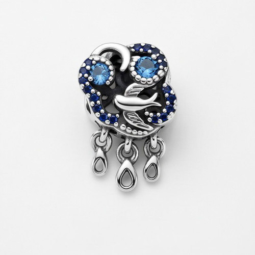 Pandora Charm Cloud and Swallows with Blue Crystals S925 ALE new