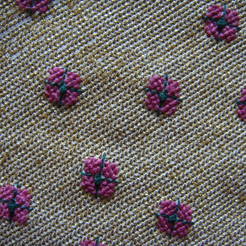 Vintage embroidered round table linen like new with gold thread