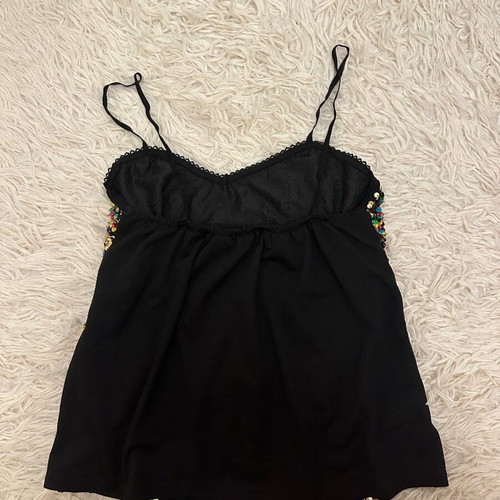 Elastic festive blouse with colorful sequins like new