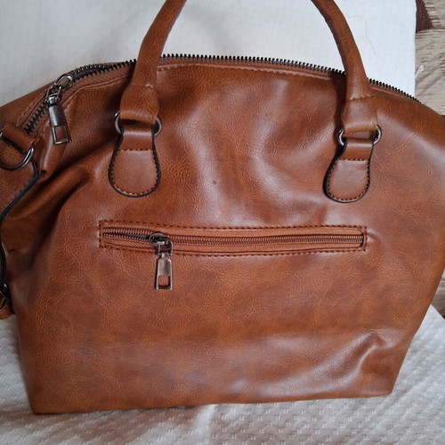 Bag and wallet set new, synthetic leather, brown