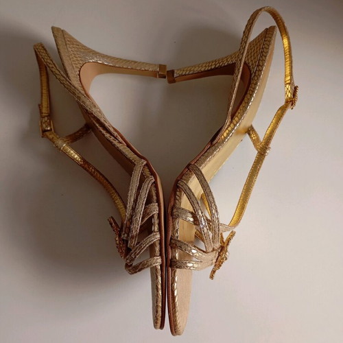 Mario Ponti leather sandals used, gold, size 39