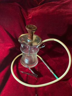 DUMAN hookah used with solid chrome and heavy crystal vase