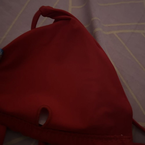 Shein red triangle bikini like new, high waist bottom, size M
