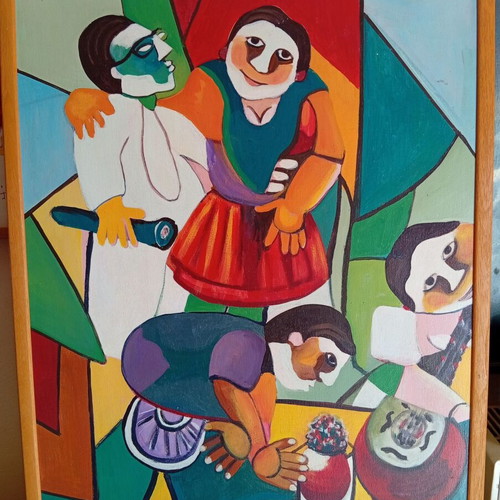 India modern oil painting like new 84x64 cm