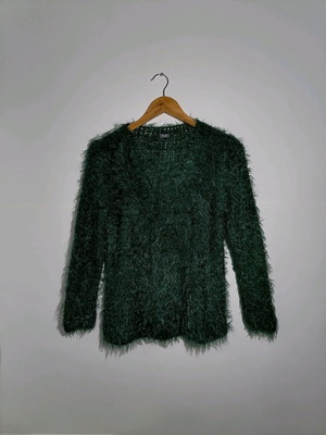Knitted furry sweater Toi&Moi used, green, One Size