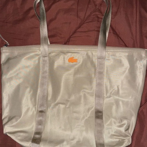 Lacoste tote bag beige new, waterproof polyester