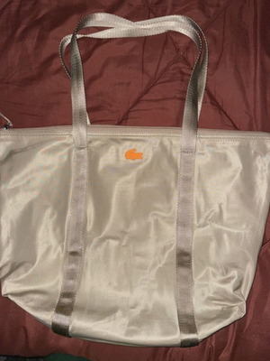 Lacoste tote bag beige new, waterproof polyester