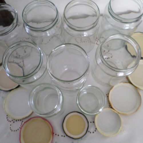 Glass jars for food storage set of 7 750 ml and 2 smaller like new