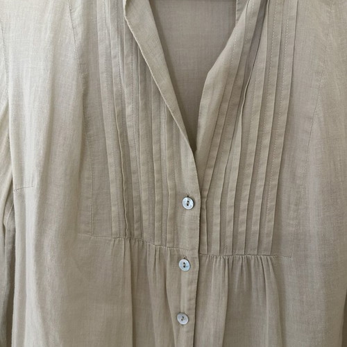 Benetton long beige linen shirt tunic new