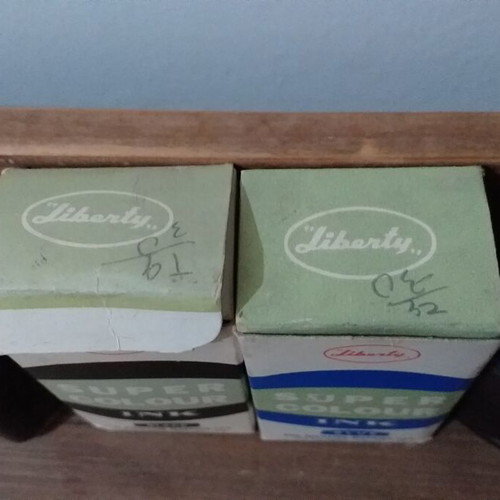 Ink bottles used, set of 8 collectible Liberty, Carter, Elvita