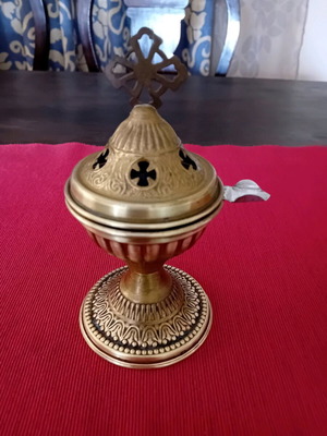 Bronze incense burner used with charcoal plate