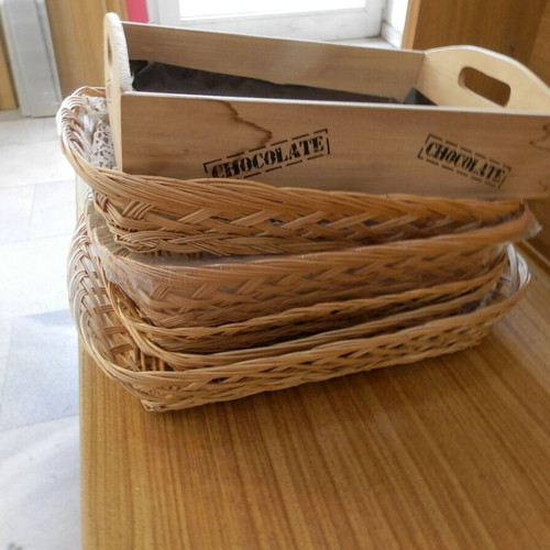 Wicker and wooden baskets like new