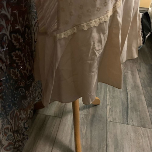 Lussile silk satin skirt-dress pink and grey, new
