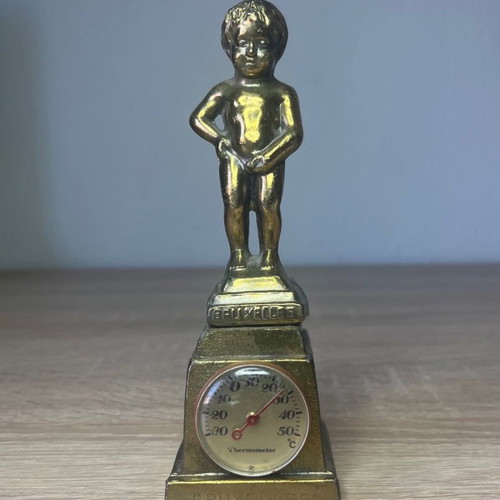 Brussels Thermometer used, vintage brass decorative item