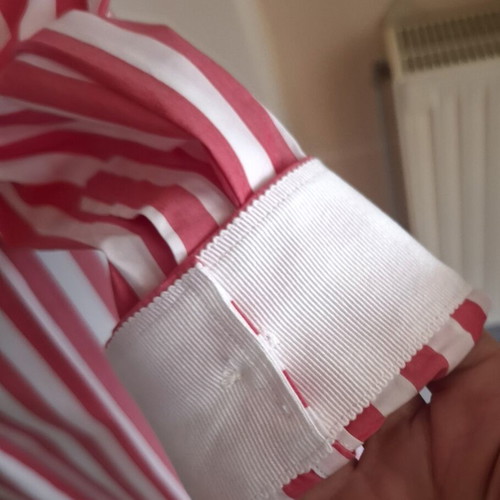 Maerz Cotton Dress Like New, White and Raspberry with Belt and Pockets