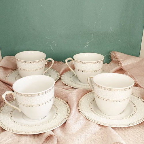 Vintage Mitterteich Bavaria cup set used, 4 pcs, porcelain