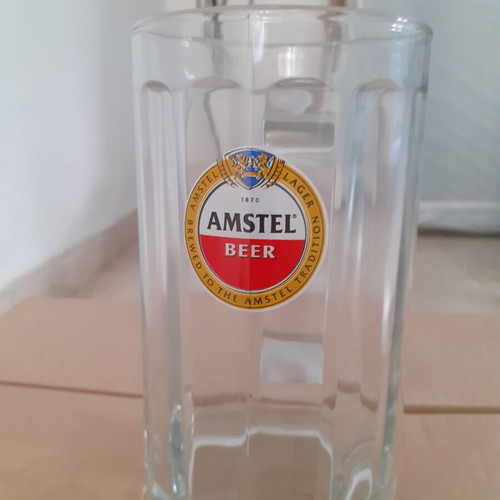 Amstel Beer Glasses set of 4, new, 500 ml thick glass with handle