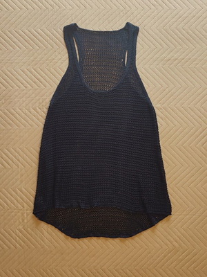 Black asymmetrical knitted summer top like new, one size